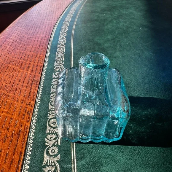 Antique Vintage Victorian British Glass Inkwell - Picture 3 of 7
